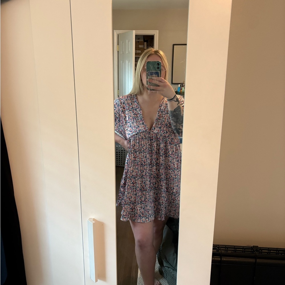 Lulu's Pink and Blue Mini Dress